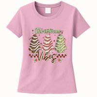 Christmas Vibes Cookie Tree Retro Womens T-Shirt