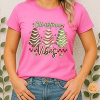Christmas Vibes Cookie Tree Retro Womens T-Shirt