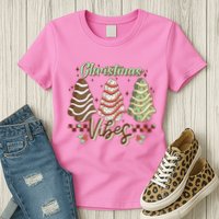 Christmas Vibes Cookie Tree Retro Womens T-Shirt