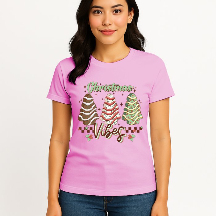 Christmas Vibes Cookie Tree Retro Womens T-Shirt