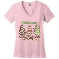 Christmas Vibes Cookie Tree Retro Women's V-Neck T-Shirt