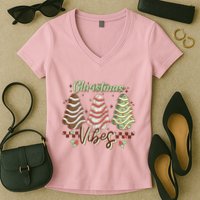 Christmas Vibes Cookie Tree Retro Women's V-Neck T-Shirt