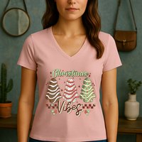 Christmas Vibes Cookie Tree Retro Women's V-Neck T-Shirt