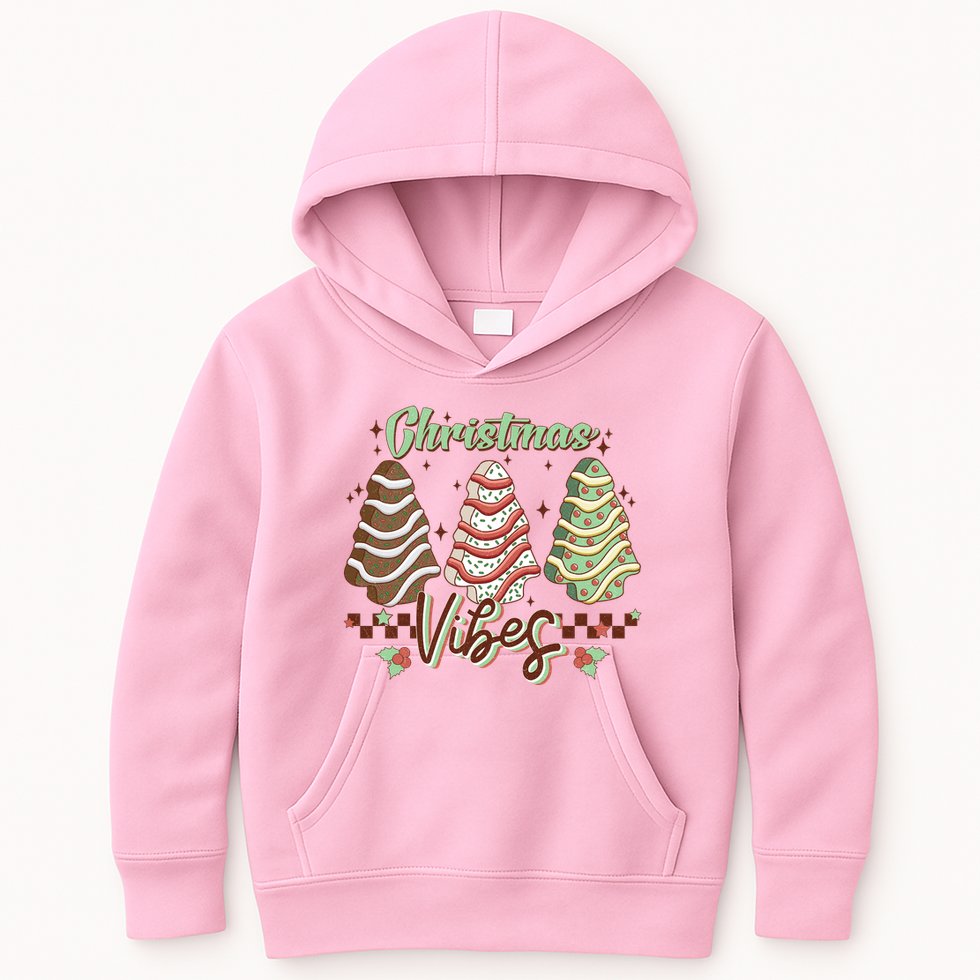 Christmas Vibes Cookie Tree Retro Kids Hoodie