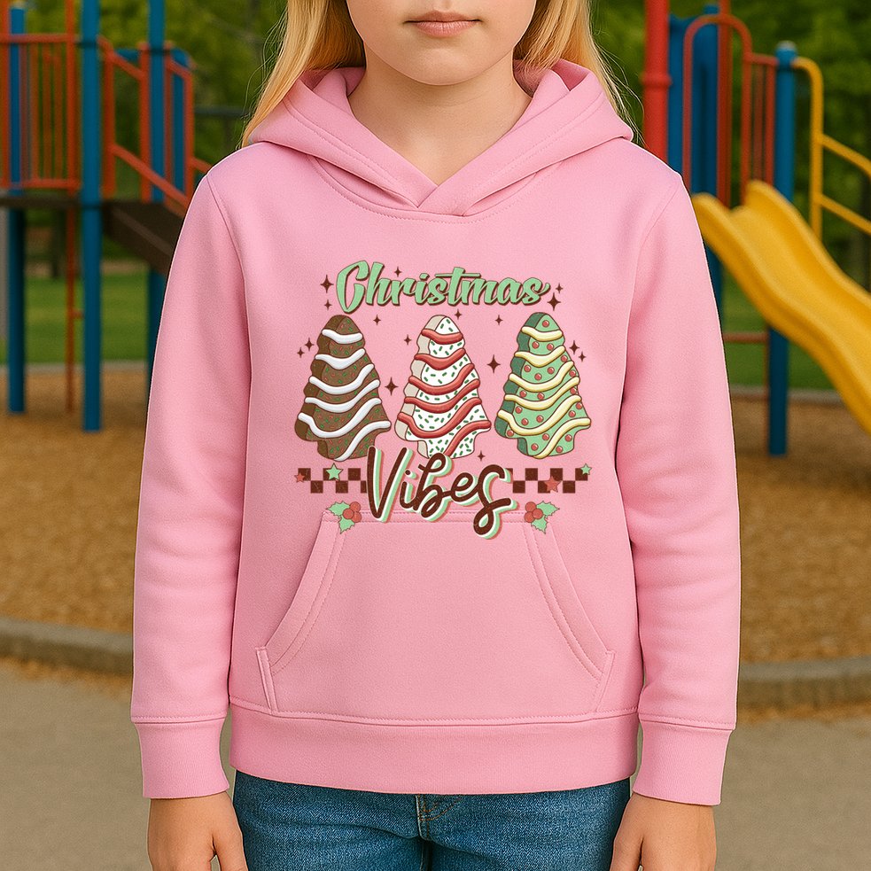 Christmas Vibes Cookie Tree Retro Kids Hoodie
