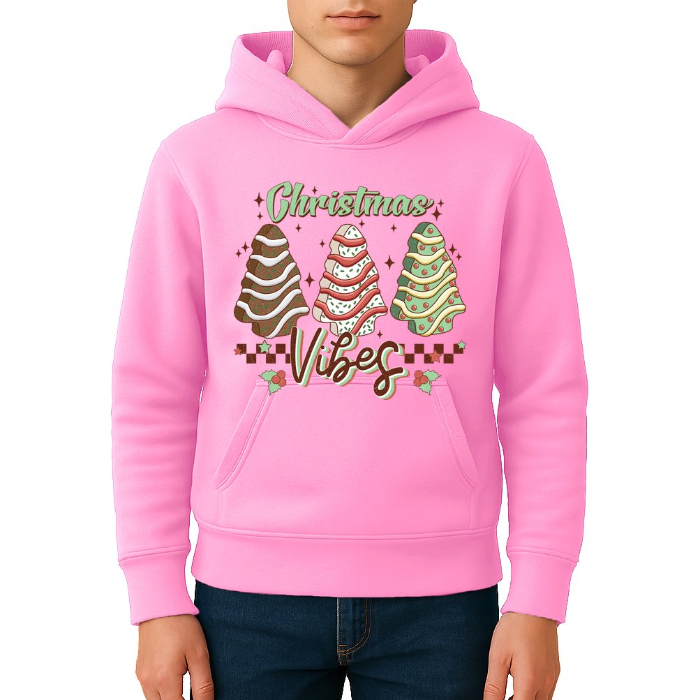 Christmas Vibes Cookie Tree Retro Kids Hoodie