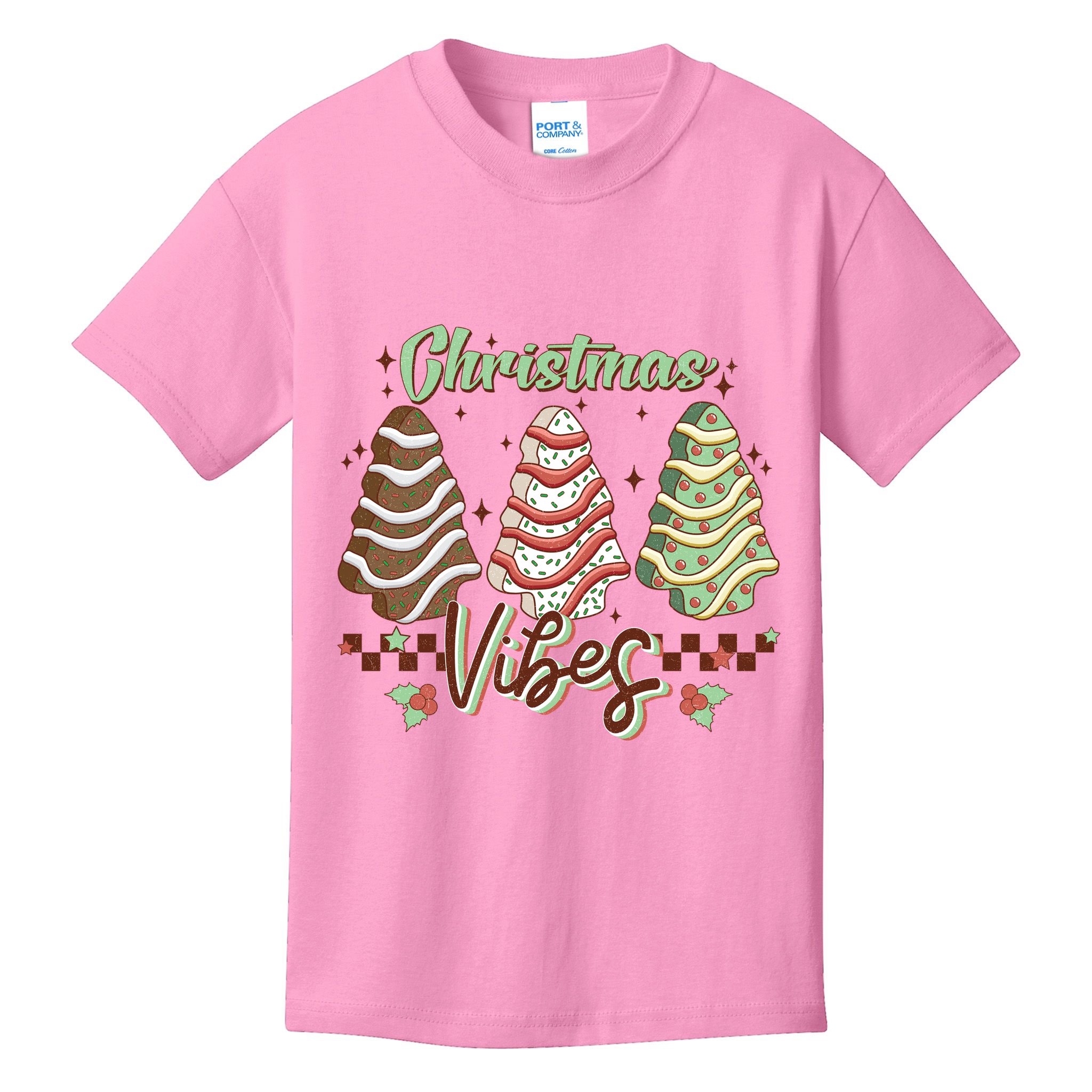 Christmas Vibes Cookie Tree Retro Kids T-Shirt