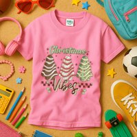 Christmas Vibes Cookie Tree Retro Kids T-Shirt