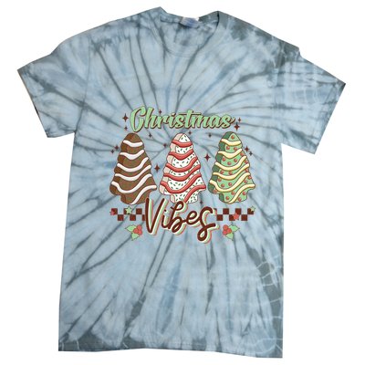Christmas Vibes Cookie Tree Retro Tie-Dye T-Shirt