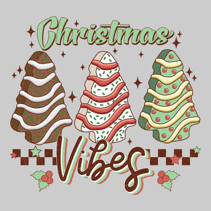 Christmas Vibes Cookie Tree Retro Tie-Dye T-Shirt