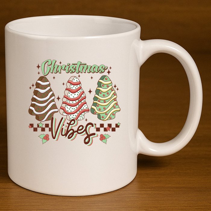 Christmas Vibes Cookie Tree Retro 11oz C Handle Ceramic Mug