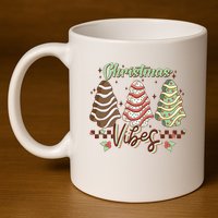 Christmas Vibes Cookie Tree Retro 11oz C Handle Ceramic Mug