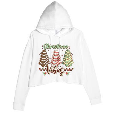 Christmas Vibes Cookie Tree Retro Crop Fleece Hoodie