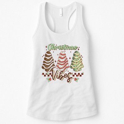 Christmas Vibes Cookie Tree Retro Womens Tank Top