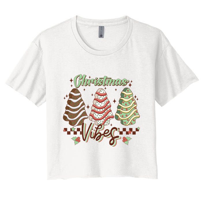 Christmas Vibes Cookie Tree Retro Crop Top
