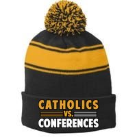 Catholics Vs Conferences Stripe Pom Pom Beanie