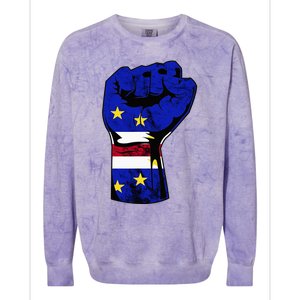 Cape Verde Cape Verdean Flag Power Handfist Cabo Pride Colorblast Crewneck Sweatshirt