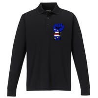 Cape Verde Cape Verdean Flag Power Handfist Cabo Pride Performance Long Sleeve Polo