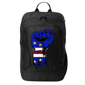 Cape Verde Cape Verdean Flag Power Handfist Cabo Pride City Backpack