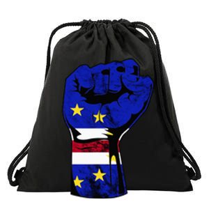 Cape Verde Cape Verdean Flag Power Handfist Cabo Pride Drawstring Bag