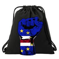 Cape Verde Cape Verdean Flag Power Handfist Cabo Pride Drawstring Bag