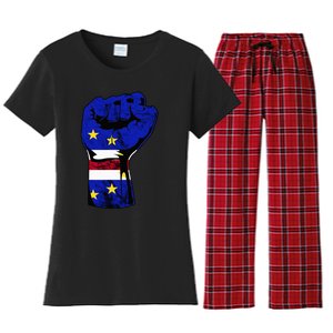 Cape Verde Cape Verdean Flag Power Handfist Cabo Pride Women's Flannel Pajama Set