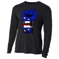 Cape Verde Cape Verdean Flag Power Handfist Cabo Pride Cooling Performance Long Sleeve Crew