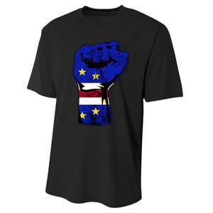 Cape Verde Cape Verdean Flag Power Handfist Cabo Pride Performance Sprint T-Shirt