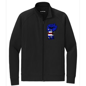 Cape Verde Cape Verdean Flag Power Handfist Cabo Pride Stretch Full-Zip Cadet Jacket