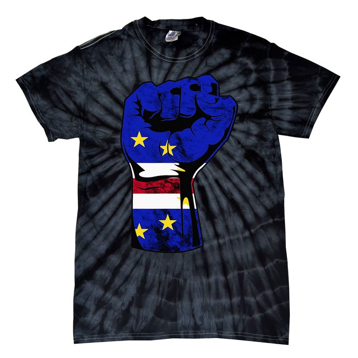 Cape Verde Cape Verdean Flag Power Handfist Cabo Pride Tie-Dye T-Shirt