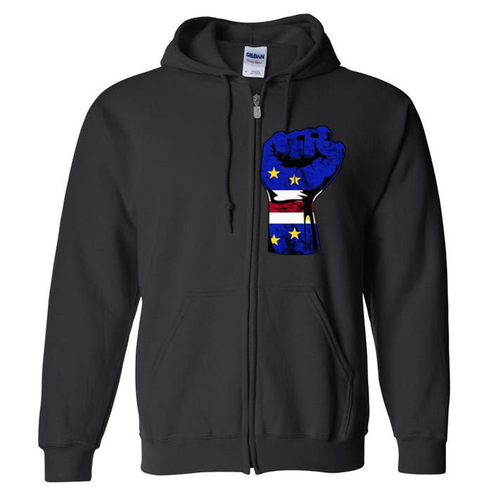 Cape Verde Cape Verdean Flag Power Handfist Cabo Pride Full Zip Hoodie