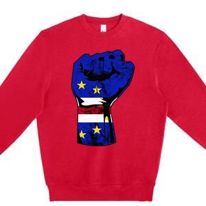 Cape Verde Cape Verdean Flag Power Handfist Cabo Pride Premium Crewneck Sweatshirt