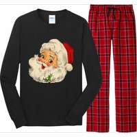 Cool Vintage Christmas Santa Claus Face Long Sleeve Pajama Set