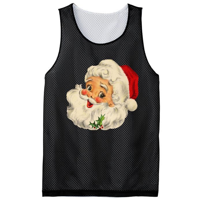 Cool Vintage Christmas Santa Claus Face Mesh Reversible Basketball Jersey Tank