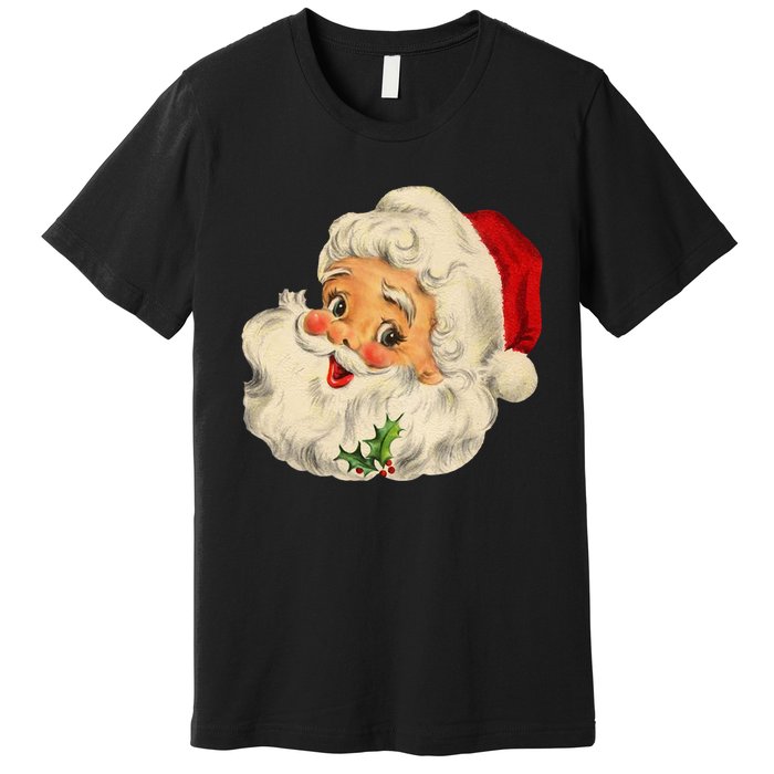 Cool Vintage Christmas Santa Claus Face Premium T-Shirt