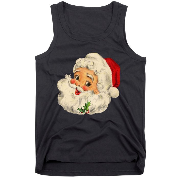 Cool Vintage Christmas Santa Claus Face Tank Top