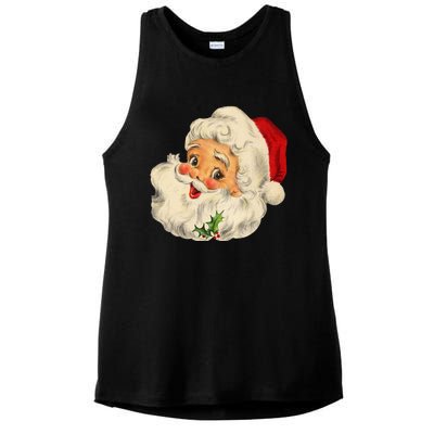 Cool Vintage Christmas Santa Claus Face Gift Ladies PosiCharge Tri-Blend Wicking Tank