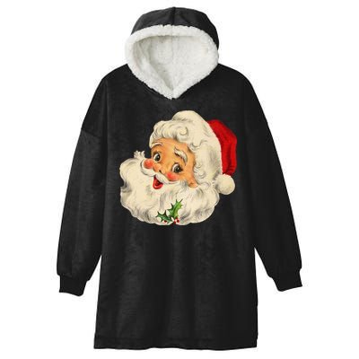 Cool Vintage Christmas Santa Claus Face Gift Hooded Wearable Blanket