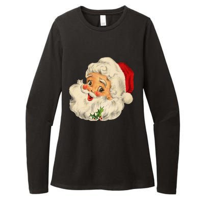 Cool Vintage Christmas Santa Claus Face Gift Womens CVC Long Sleeve Shirt