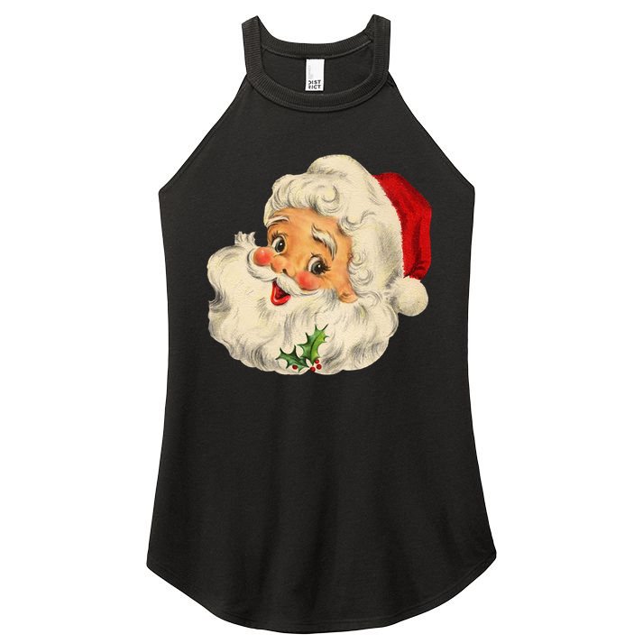 Cool Vintage Christmas Santa Claus Face Gift Women's Perfect Tri Rocker Tank