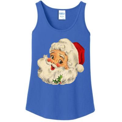 Cool Vintage Christmas Santa Claus Face Gift Ladies Essential Tank