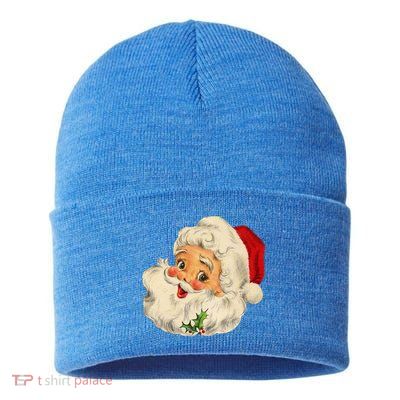Cool Vintage Christmas Santa Claus Face Gift Sustainable Knit Beanie