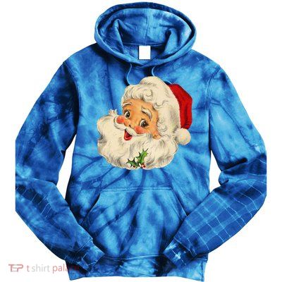 Cool Vintage Christmas Santa Claus Face Gift Tie Dye Hoodie