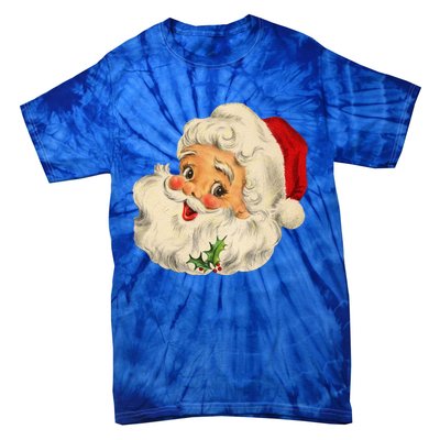 Cool Vintage Christmas Santa Claus Face Gift Tie-Dye T-Shirt