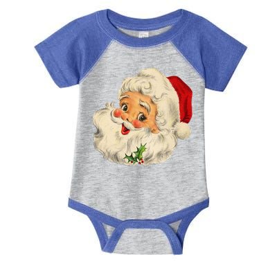 Cool Vintage Christmas Santa Claus Face Gift Infant Baby Jersey Bodysuit