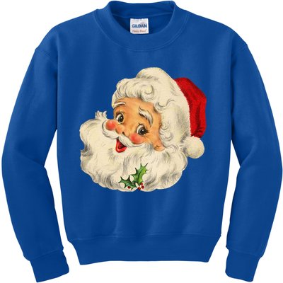 Cool Vintage Christmas Santa Claus Face Gift Kids Sweatshirt