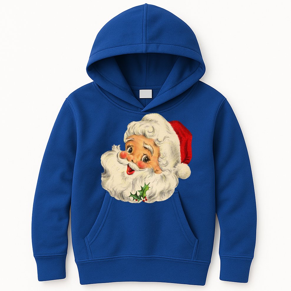 Cool Vintage Christmas Santa Claus Face Gift Kids Hoodie