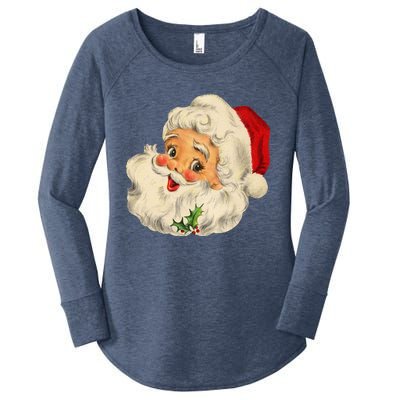 Cool Vintage Christmas Santa Claus Face Gift Women's Perfect Tri Tunic Long Sleeve Shirt