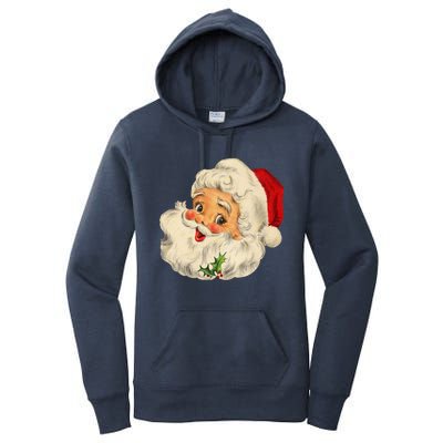 Cool Vintage Christmas Santa Claus Face Gift Women's Pullover Hoodie