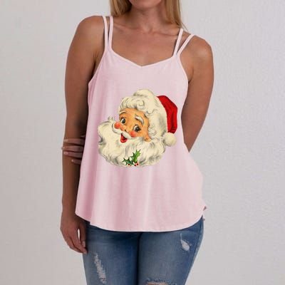 Cool Vintage Christmas Santa Claus Face Gift Women's Strappy Tank